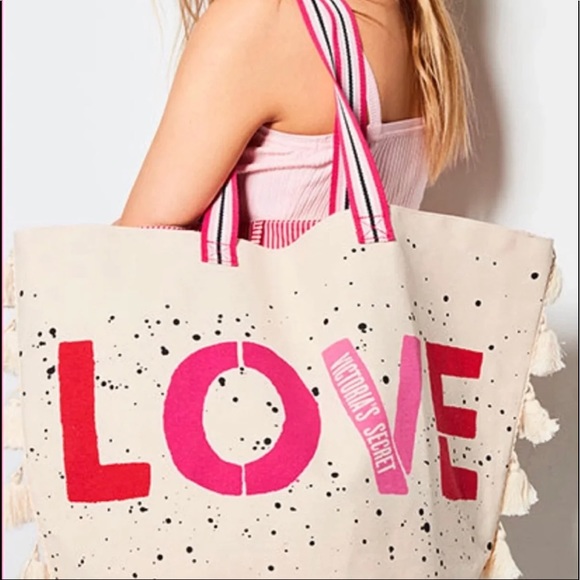 Victoria’s Secret Graphic Limited Edition Confetti Love Tassel Tote. - Picture 2 of 6